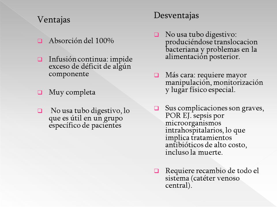 ventajas de la nutricion parenteral central